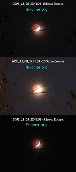 LUNAR ECLIPSE Pictures from Boulder, Colorado on Saturday, November ...