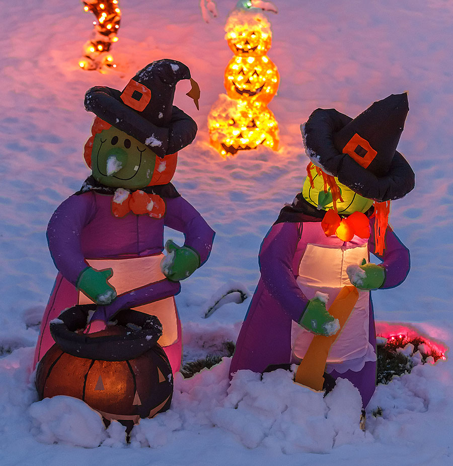halloween witches snow