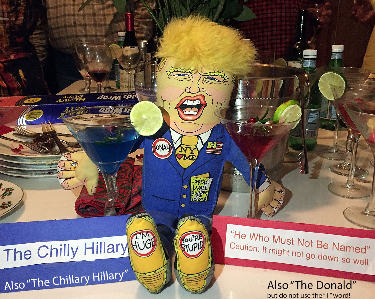 Chillary Hillary and The Donald cocktail martini