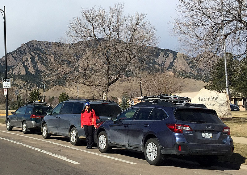 three cars boulder flatirons 2