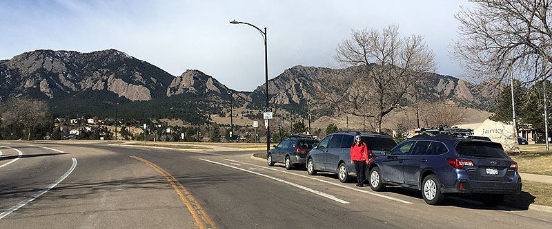 three cars boulder flatirons 1