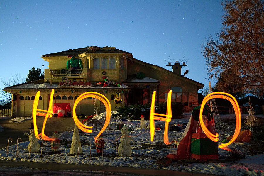 christmas house at night