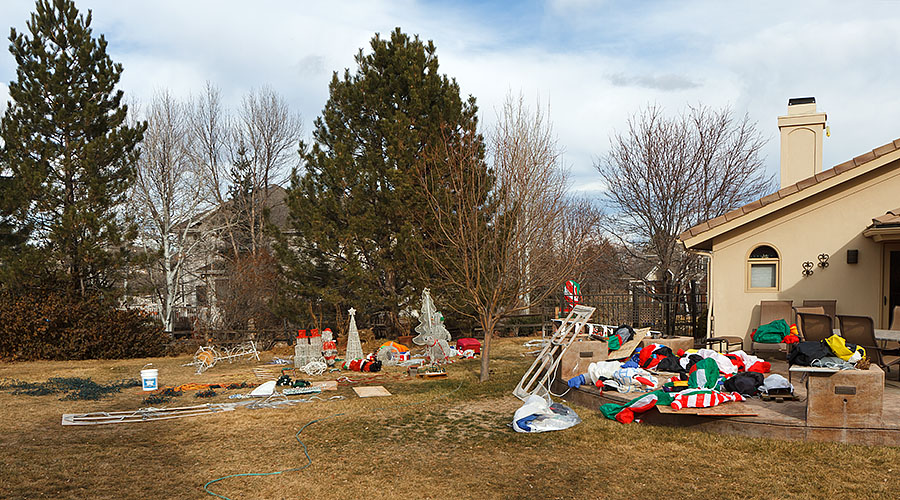 christmas takedown back yard