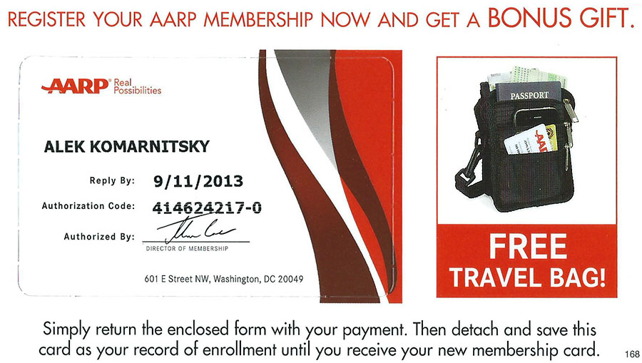 alek 50th AARP card