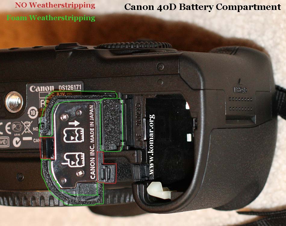 Canon 40D Battery Compartment