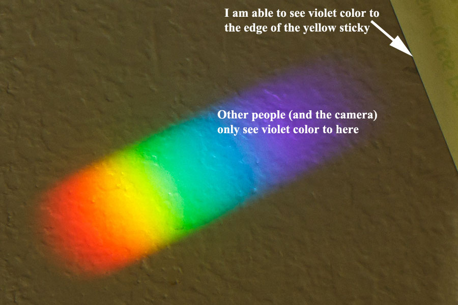 cataract UV vision with rainbow prism