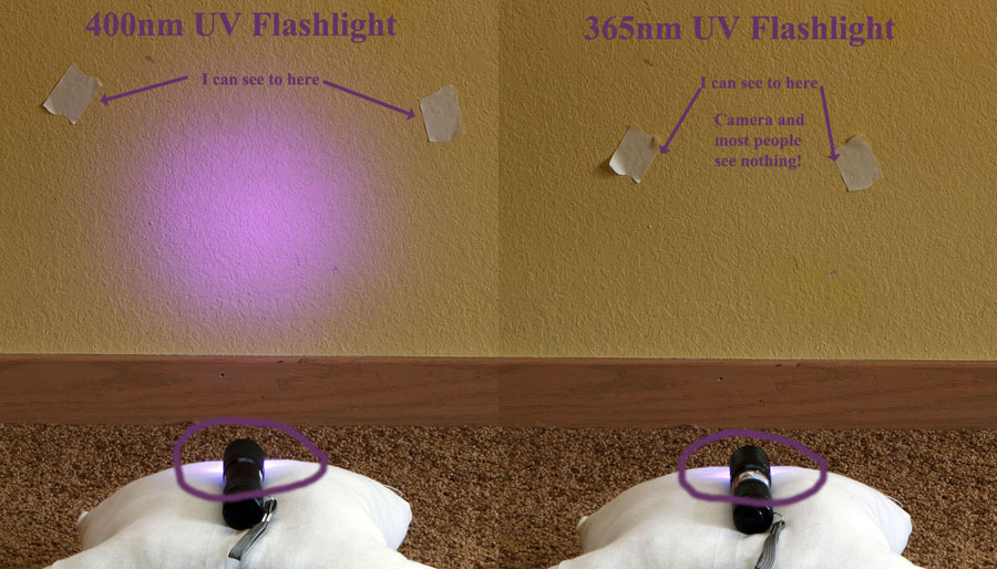400nm and 365nm UV flashlight