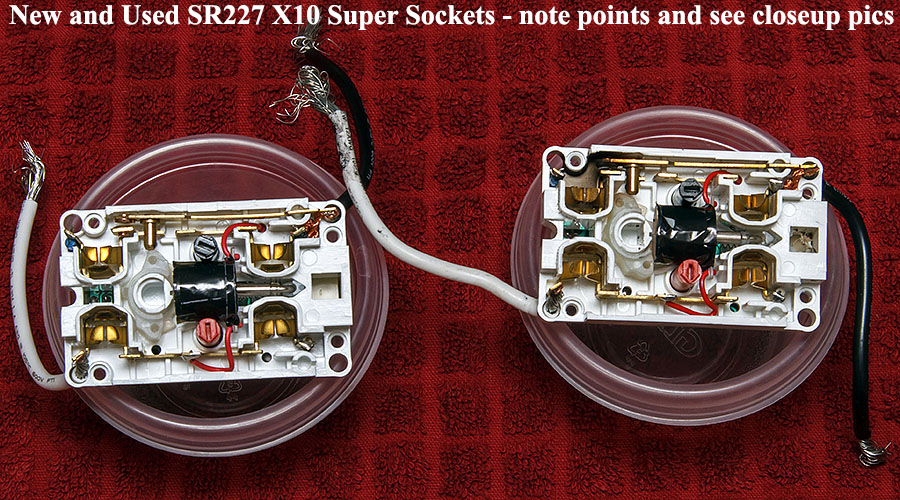 broken X10 super sockets closeup