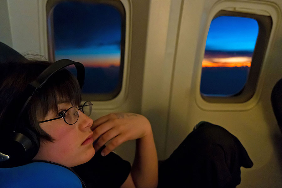 kailua hawaii sunset from plane