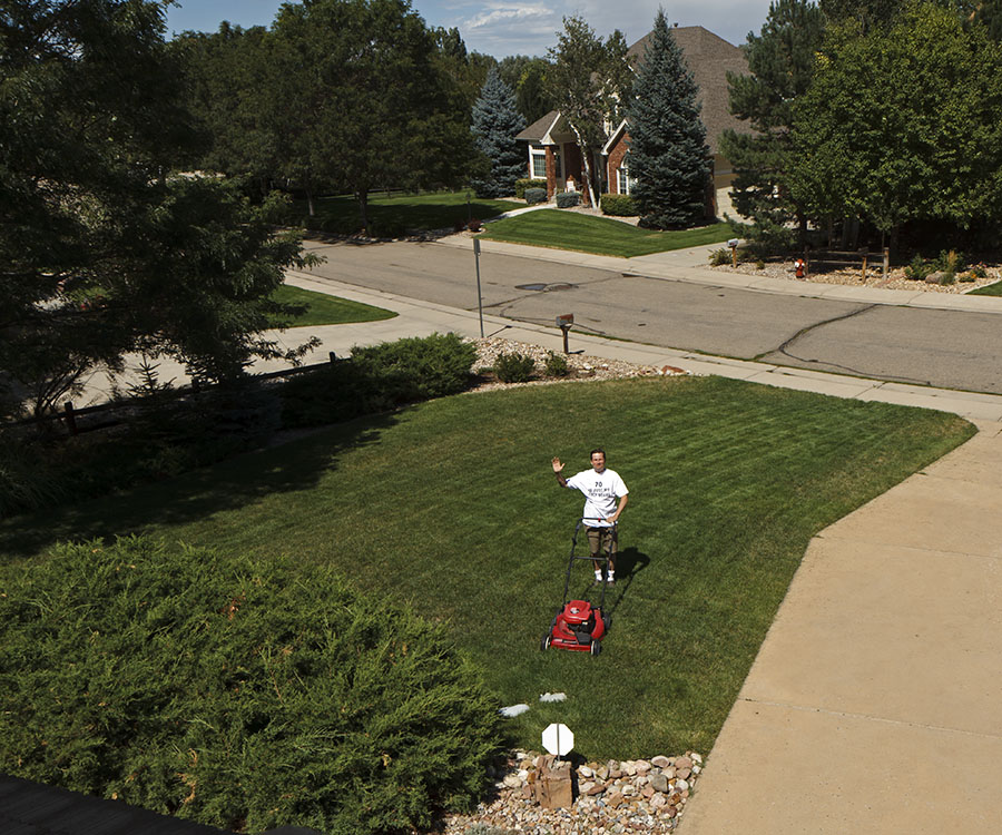 Mowing the grass for Dad